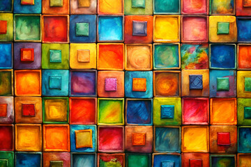 Colorful Abstract Square Pattern. Vibrant Geometric Art