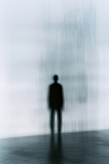 Obraz premium Blurry figure standing in front of a blurred wall