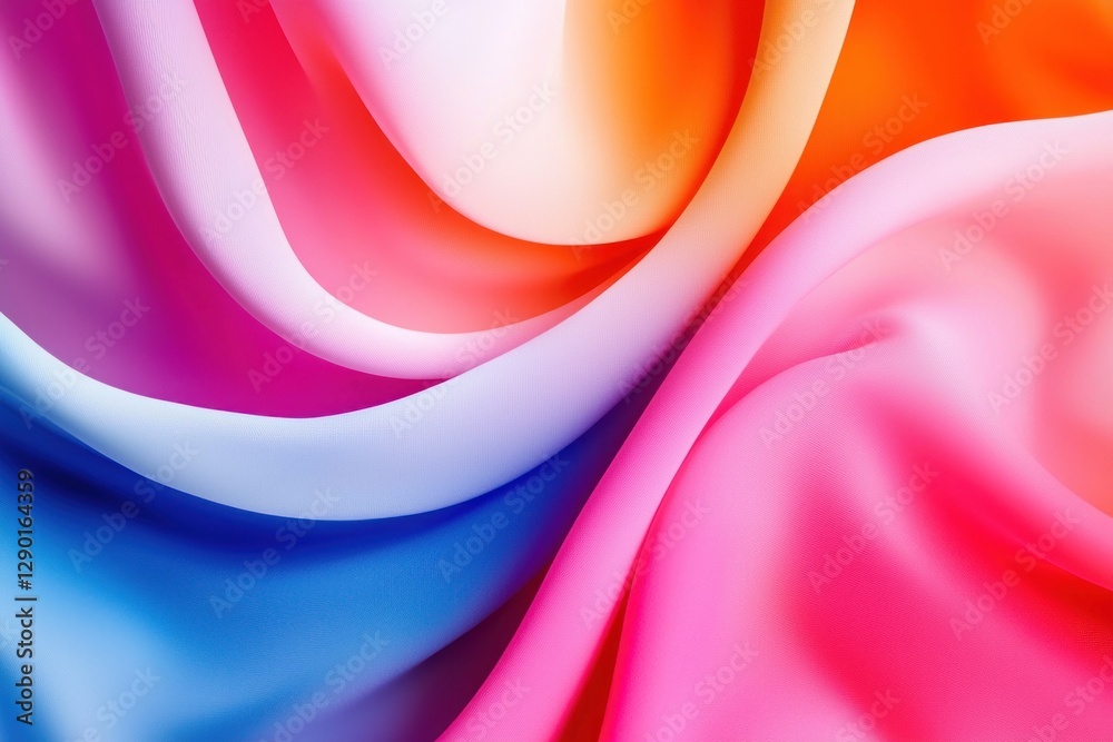 Poster abstract gradient waves of vibrant colors flowing creating dynamic and soft silk like folds in moder