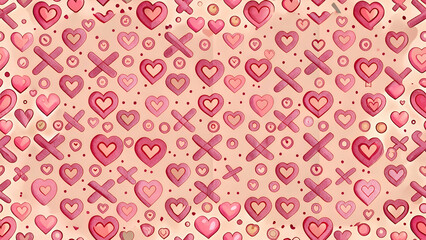 Pink Hearts Pattern. Romantic and Cute Background