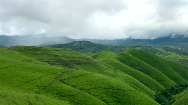 The beautiful mountiane grass at Phu Hua Lon, Xaysomboun Province, Lao PDR. tourism of laos.	