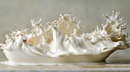 Captivating Milk Splash High Speed Photography Creamy Texture Freshness Dynamic Movement Liquid Art Serene Background Studio Shot
