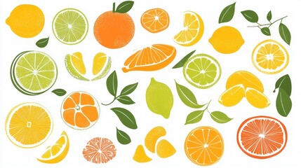 Citrus fruits collage; lemons, limes, oranges;  food blog, recipe website