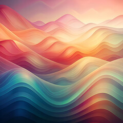 Abstract Landscape with Colorful Waves and Gradient Colors