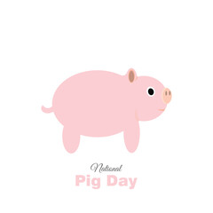 National Pig Day, celebrated on March1. Pig minimal design. Vector, illustration.