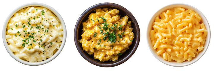 Set of a Bowl of mac and cheese, isolated on transparent background.