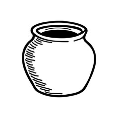 Hand-Drawn Illustration of an Empty Flowerpot