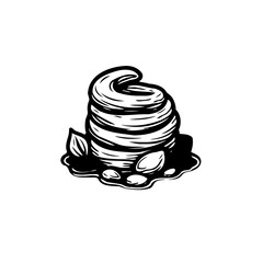 Sketch Dessert with Nuts and Cream Swirls