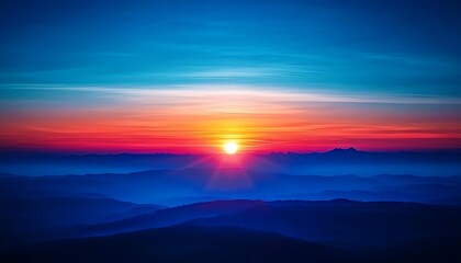 Obraz premium Sunrise over mountain ranges