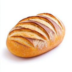 A freshly baked loaf of bread with a golden crust and distinctive slashes on top, showcasing its artisanal quality.