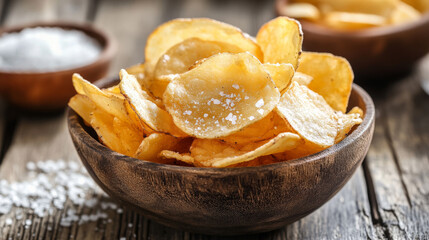 Crispy potato chips with sea salt