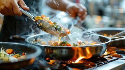 Fototapeta premium Cooking Comfort Food: Prepare a comforting stew or soup on a cold day, crafting a hearty dish that fills you with warmth, comfort, and satisfaction. 