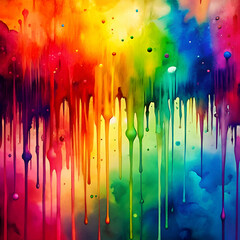 Abstract Rainbow Dripping Paint. Colorful Artistic Background