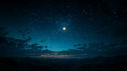 Starry Night Sky Over Mountains