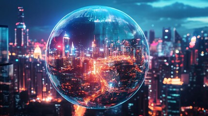 Global Cityscape in a Futuristic Sphere Smart City Technology and Innovation