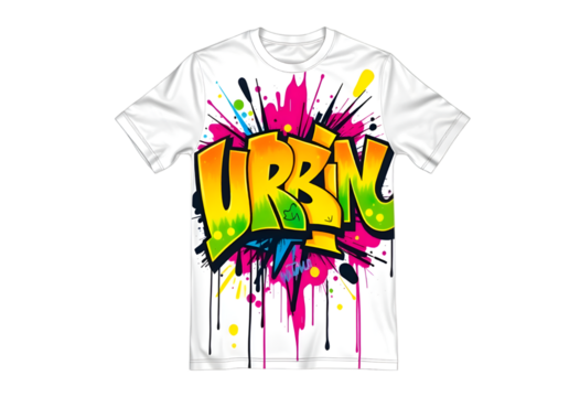 T-shirt mockup with colorful ink splashes