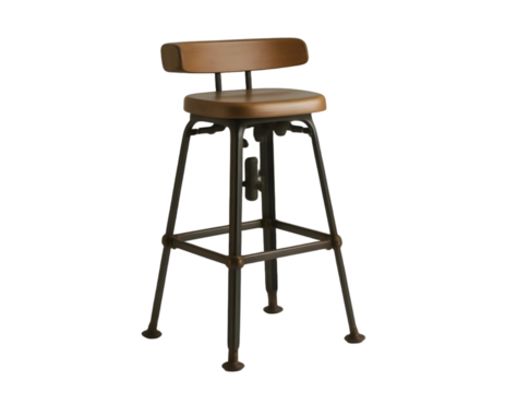 Wooden bar stool isolated on transparent background
