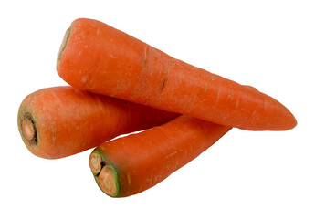 Three carrot vegetables isolated on a white background vegetables orange Local carrot berastagi wortel