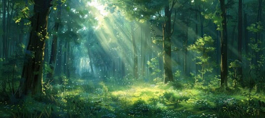 Fototapeta premium Sunlit Forest Path