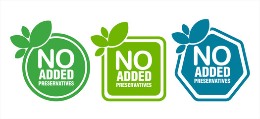 no preservatives logo icon for healthy natural food and drink products