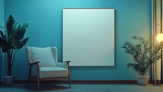 Minimal vet clinic, clean lines, frames ready for pet care information.