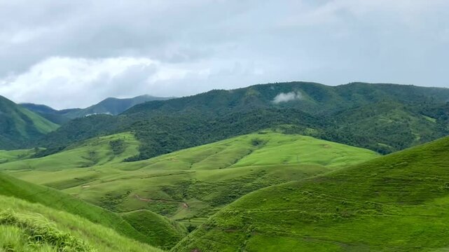 The beautiful mountains grass at Phu Hua Lon, Xaysomboun Province, Lao PDR. tourism of laos.