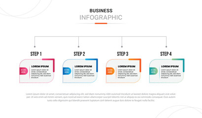 Stylish 4 steps business infographics template, Infographic 4 steps flowchart design, template, info graph template, Professional infographic template business, Infographic with innovative ideas,