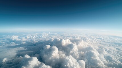 Aerial view of fluffy cloudscape above Earth
