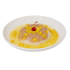 Delicious dessert plated in white bowl