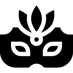 Flat vector icon of a carnival mask with a playful and stylish design, symbolizing festivity, mystery, and performance. Perfect for Mardi Gras, masquerade balls, cultural festivals, and costume-themed
