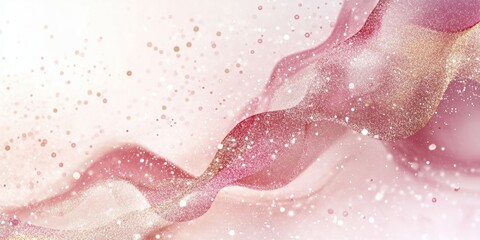 Fototapeta premium Elegant Valentine's Day design in warm mauve and cream tones, featuring a fine mesh of glitter overlays and clear copy space at the top center.