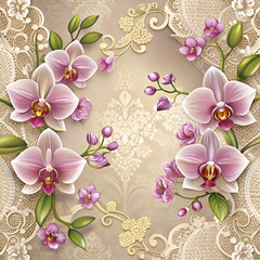 Pink Orchids Floral Pattern. Delicate Flowers Wallpaper