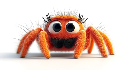 Playful orange spider character digital art whimsical style studio close-up