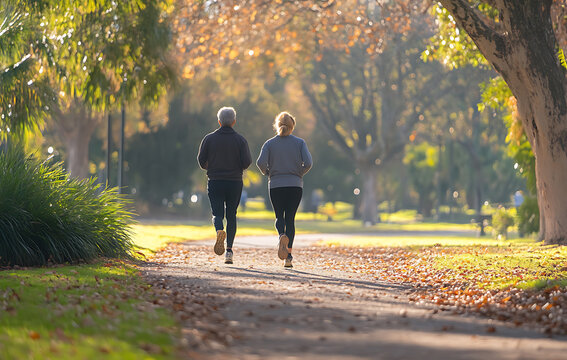 Banner promoting regular physical exercise in a public park, part of health advocacy movements focusing on longevity healthy living. 