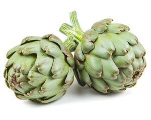 Obraz premium Fresh artichoke heads on white background (1)