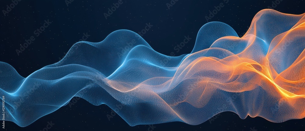 Poster dynamic wave patterns abstract visualization digital art dark background artistic perspective fluid 