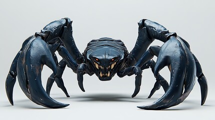 Fierce robotic crab design studio setting 3d art dark environment close-up