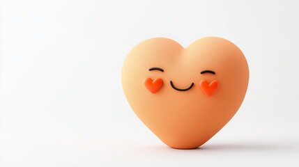 Peach Heart Shape With Cartoon Eyes And Blushing Cheeks