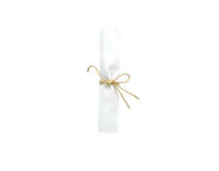 White paper roll tied with twine isolated on transparent background