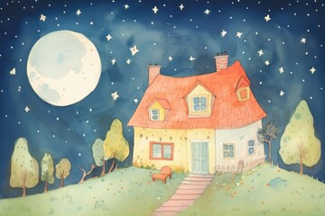 Fototapeta premium House on night sky architecture building outdoors.