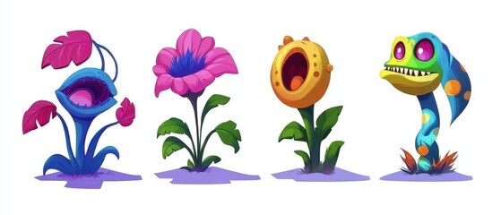 Obraz premium Pixel Art Plants Collection