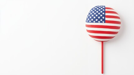 Pixelated American Flag Lollipop On White Background