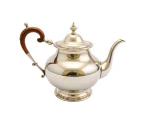 Vintage silver teapot isolated on transparent background