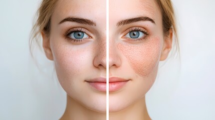 Skin Healing Comparison - Showcasing the Before and After Progression of an Aesthetic Treatment Designed to Improve Skin Condition and Appearance