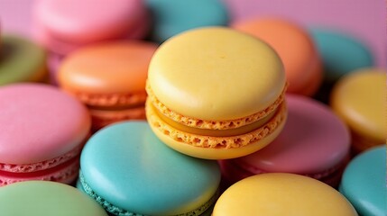 Obraz premium Assorted Macarons in Soft Pastel Colors A Sweet Treat