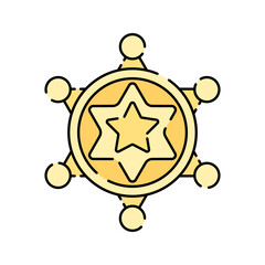 Fototapeta premium Sheriff Badge, flat design illustration, law enforcement star, perfect for security and Western themes.