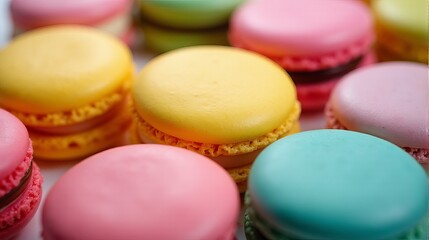 Obraz premium Assorted Macarons in Soft Pastel Colors A Sweet Treat