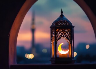 Ramadan lantern sunset mosque