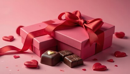 Elegant chocolate box, ribbon, hearts; rich dark and milk chocolates , box, dessert, handmade