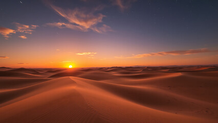 sunset over the desert
